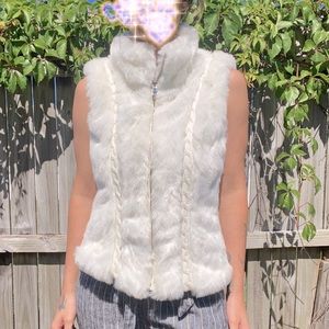 Ci Sono Faux Fur Vest w Crochet